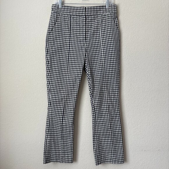 Veronica Beard Tani Gingham High Rise Kick Flare Trouser Pant - Picture 2 of 12